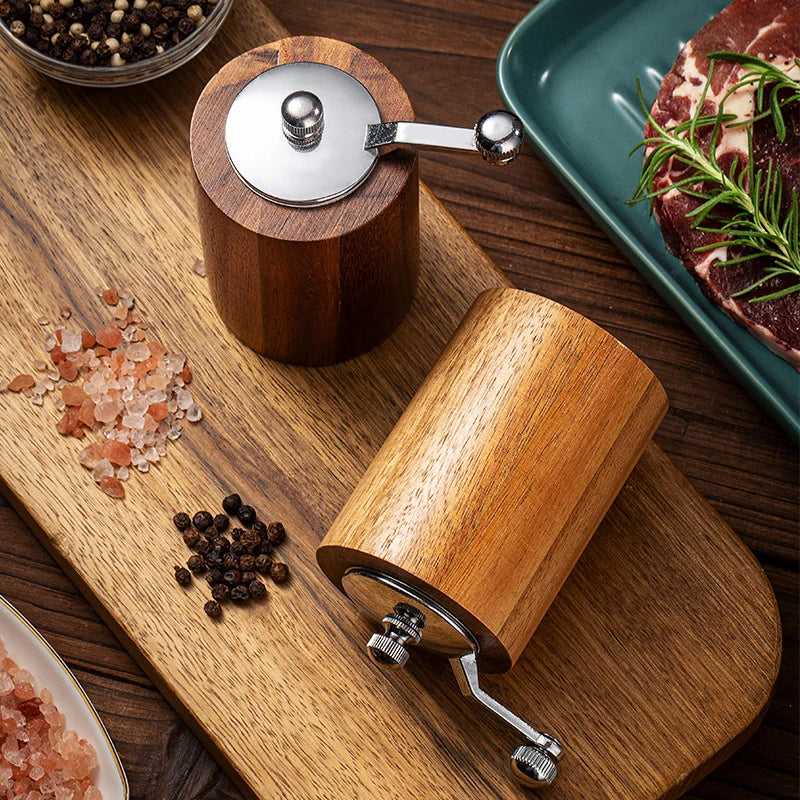 Manual Salt Pepper Grinder Wooden Spice Coffee Seasoning Adjustable Handmade Kitchen Grinding Gadgets