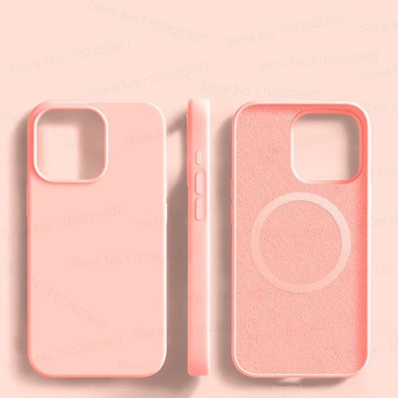 iPhone Silicone Cases 15 14 Pro Max Plus For Magsafe Case Wireless Charge Cover Phone Accessories