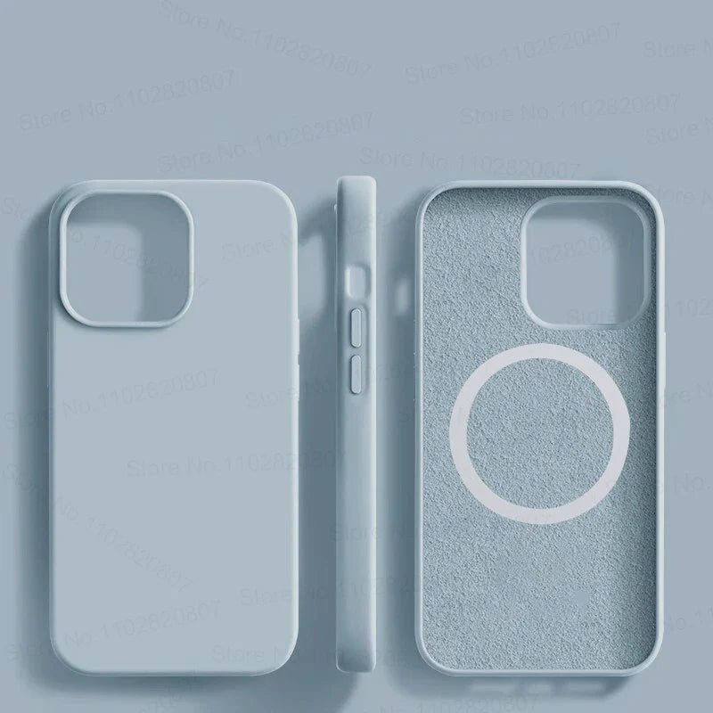 iPhone Silicone Cases 15 14 Pro Max Plus For Magsafe Case Wireless Charge Cover Phone Accessories