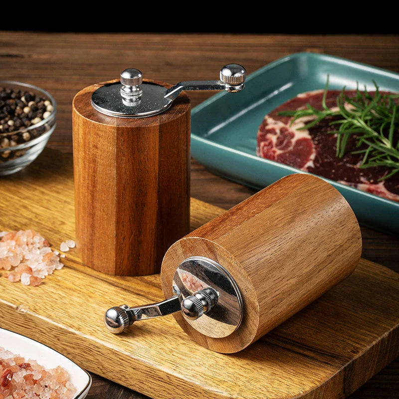 Manual Salt Pepper Grinder Wooden Spice Coffee Seasoning Adjustable Handmade Kitchen Grinding Gadgets